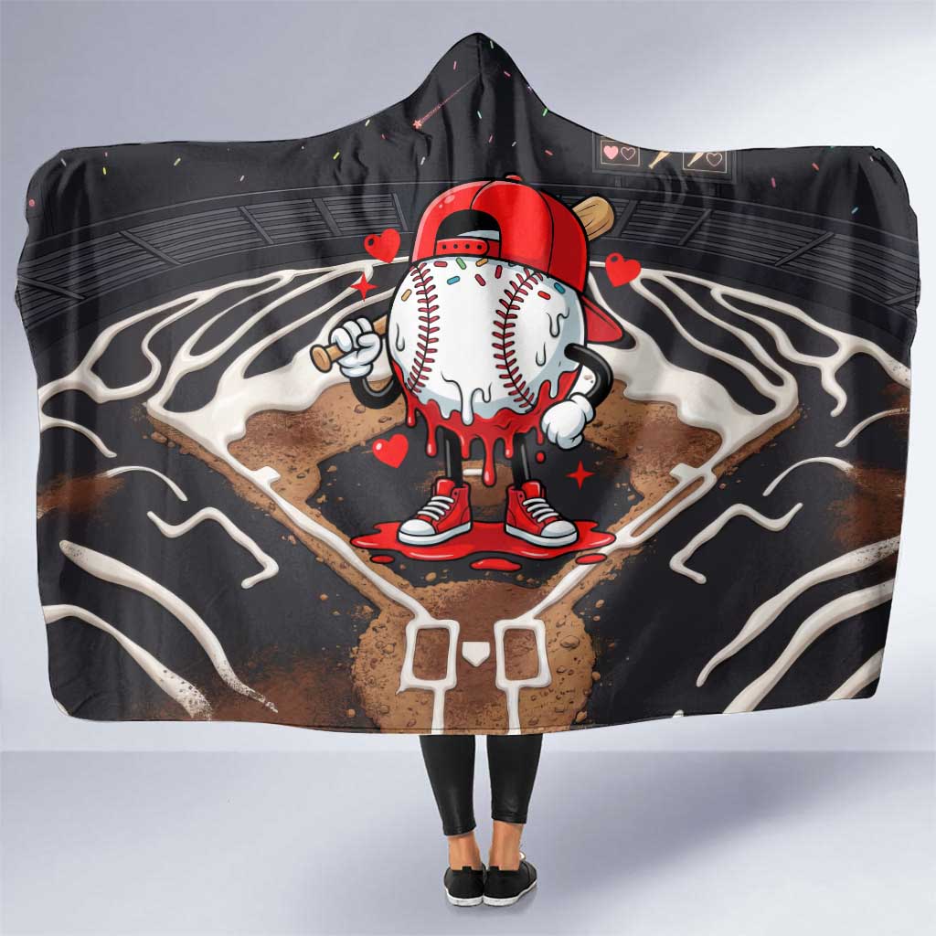 Baseball Drip Icecream Hooded Blanket Boy Valentine Day Melting Cream Pattern