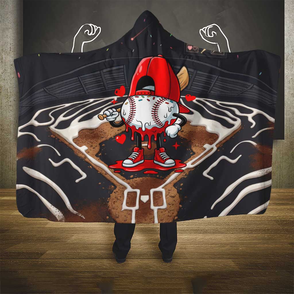 Baseball Drip Icecream Hooded Blanket Boy Valentine Day Melting Cream Pattern