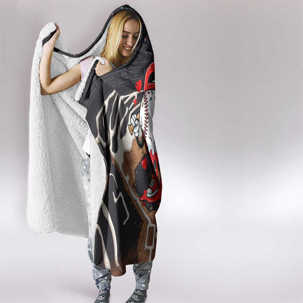 Baseball Drip Icecream Hooded Blanket Boy Valentine Day Melting Cream Pattern
