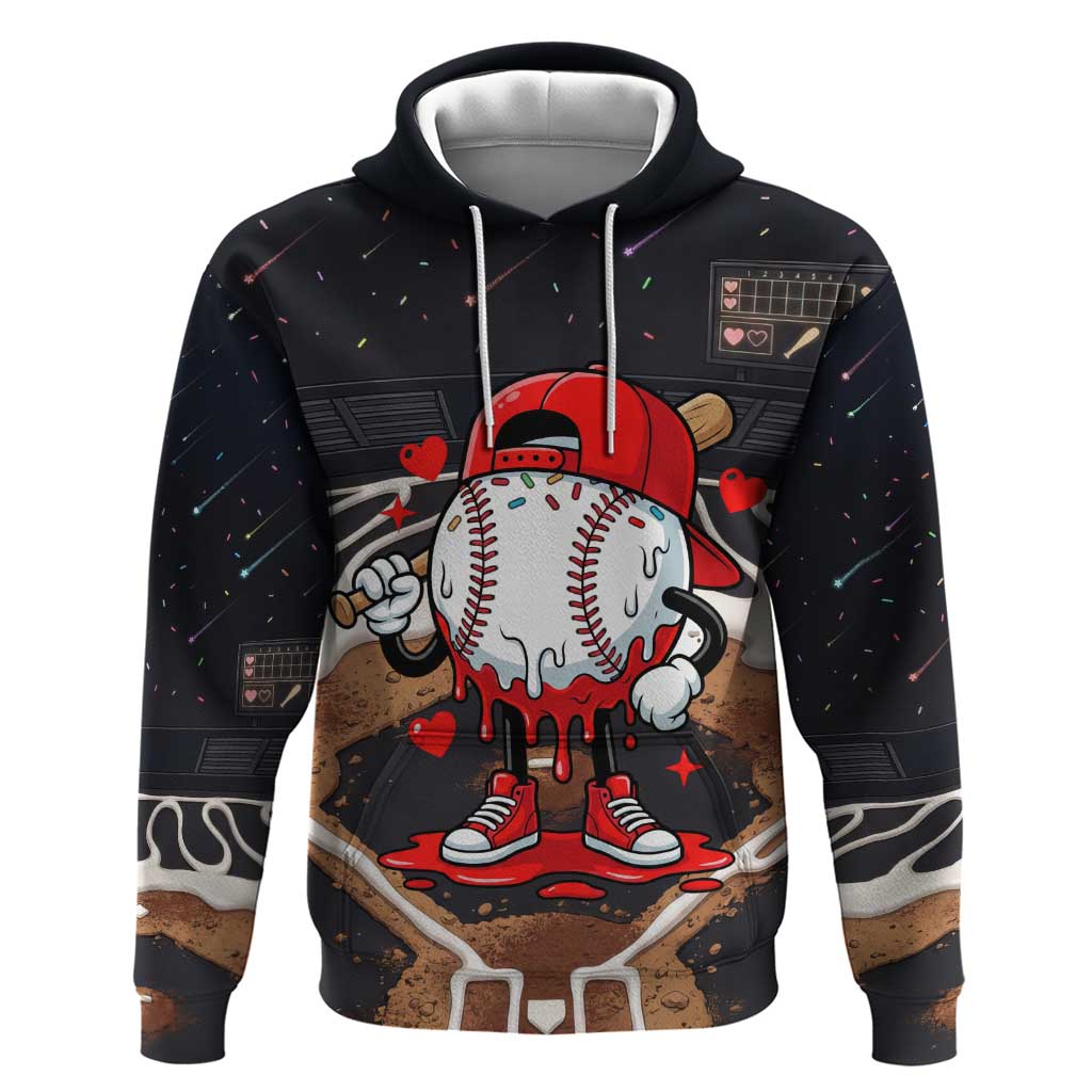 Baseball Drip Icecream Hoodie Boy Valentine Day Melting Cream Pattern