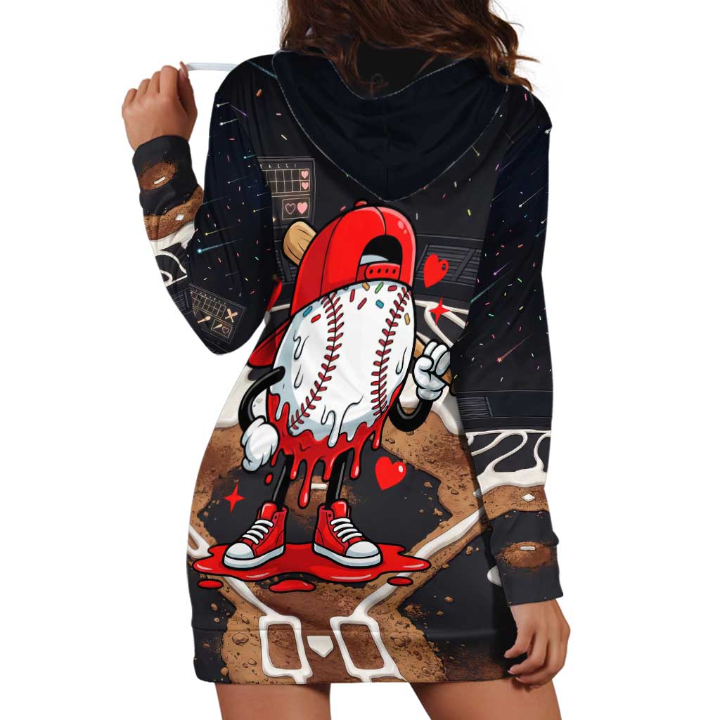 Baseball Drip Icecream Hoodie Dress Boy Valentine Day Melting Cream Pattern