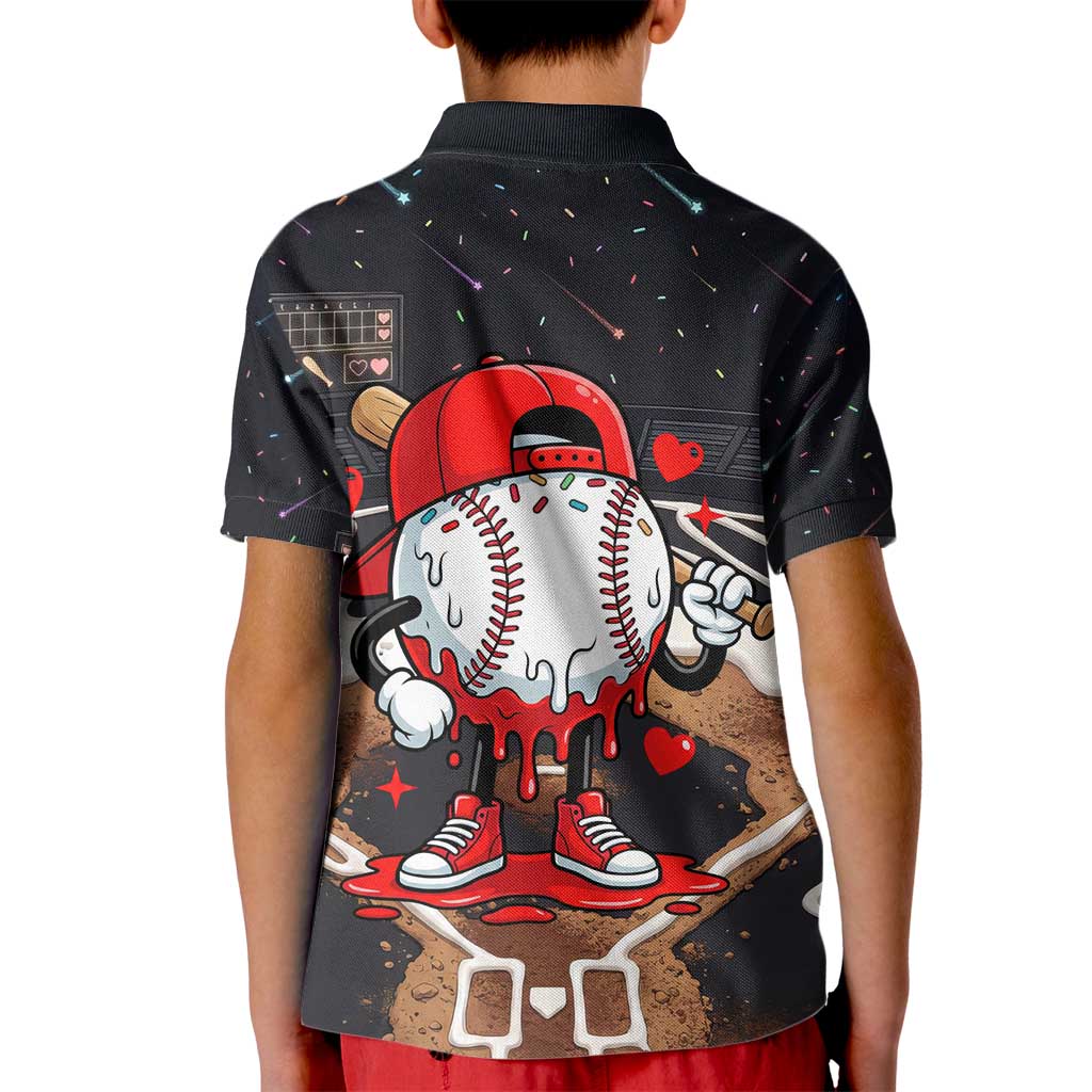 Baseball Drip Icecream Kid Polo Shirt Boy Valentine Day Melting Cream Pattern
