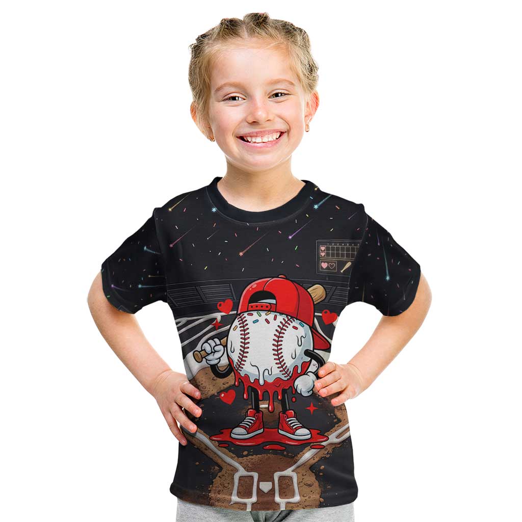 Baseball Drip Icecream Kid T Shirt Boy Valentine Day Melting Cream Pattern