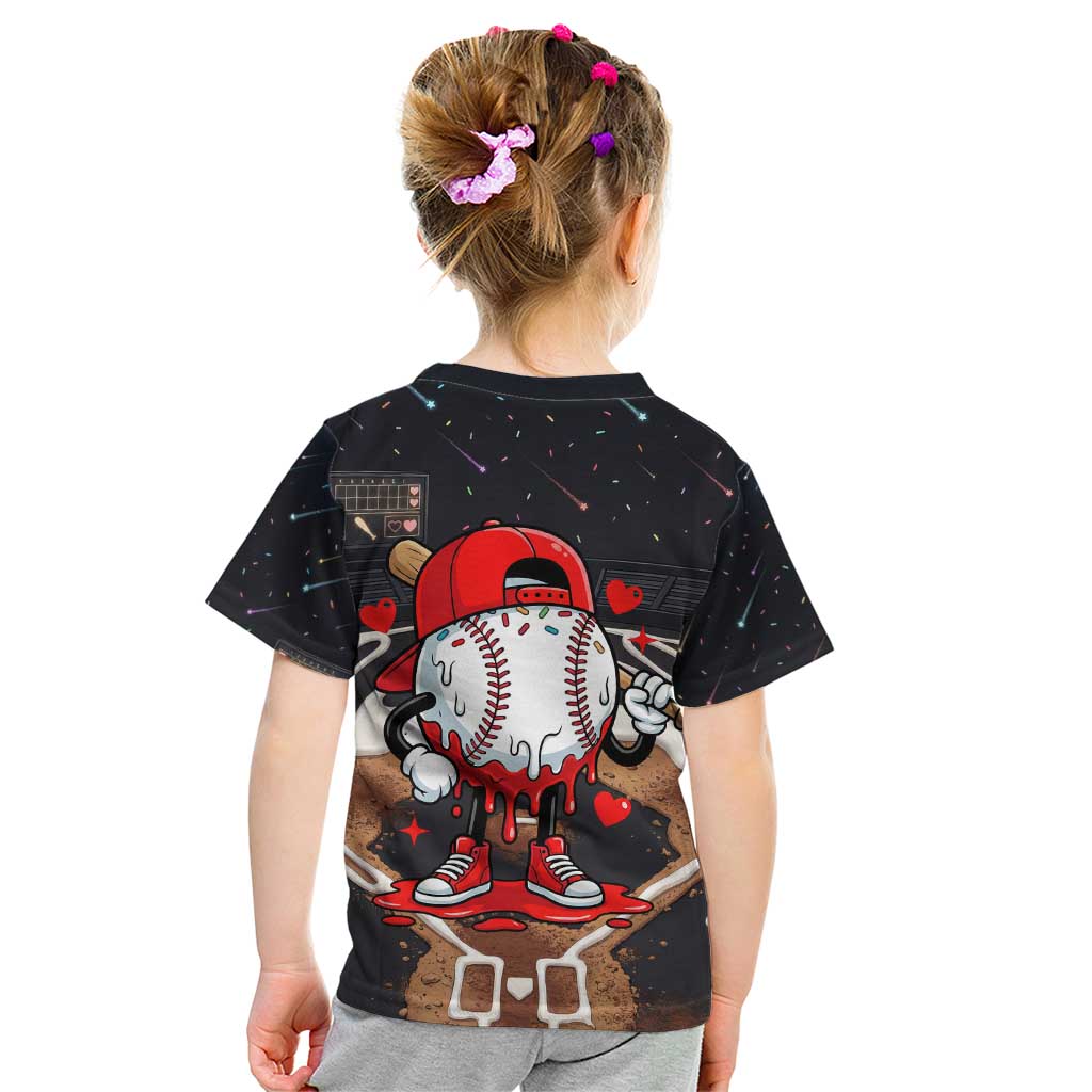 Baseball Drip Icecream Kid T Shirt Boy Valentine Day Melting Cream Pattern