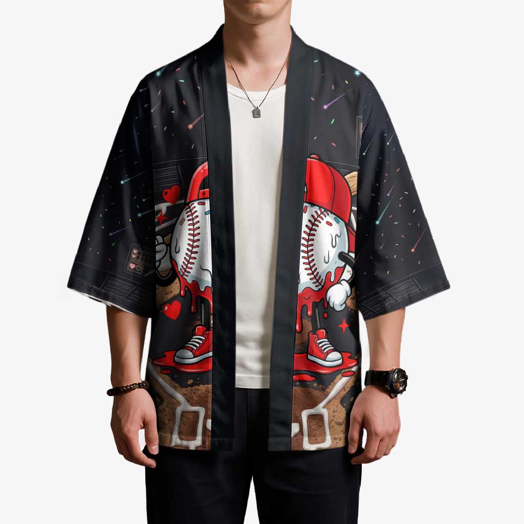 Baseball Drip Icecream Kimono Boy Valentine Day Melting Cream Pattern