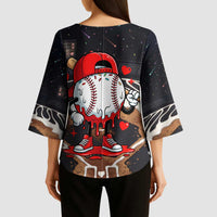 Baseball Drip Icecream Kimono Sleeve Blouse Boy Valentine Day Melting Cream Pattern