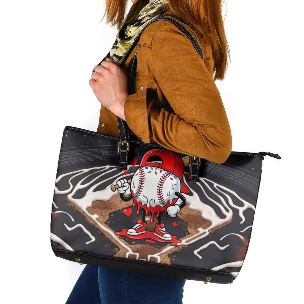 Baseball Drip Icecream Leather Tote Bag Boy Valentine Day Melting Cream Pattern
