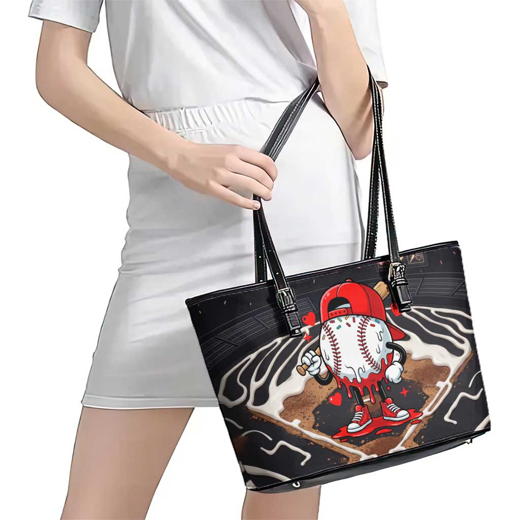 Baseball Drip Icecream Leather Tote Bag Boy Valentine Day Melting Cream Pattern