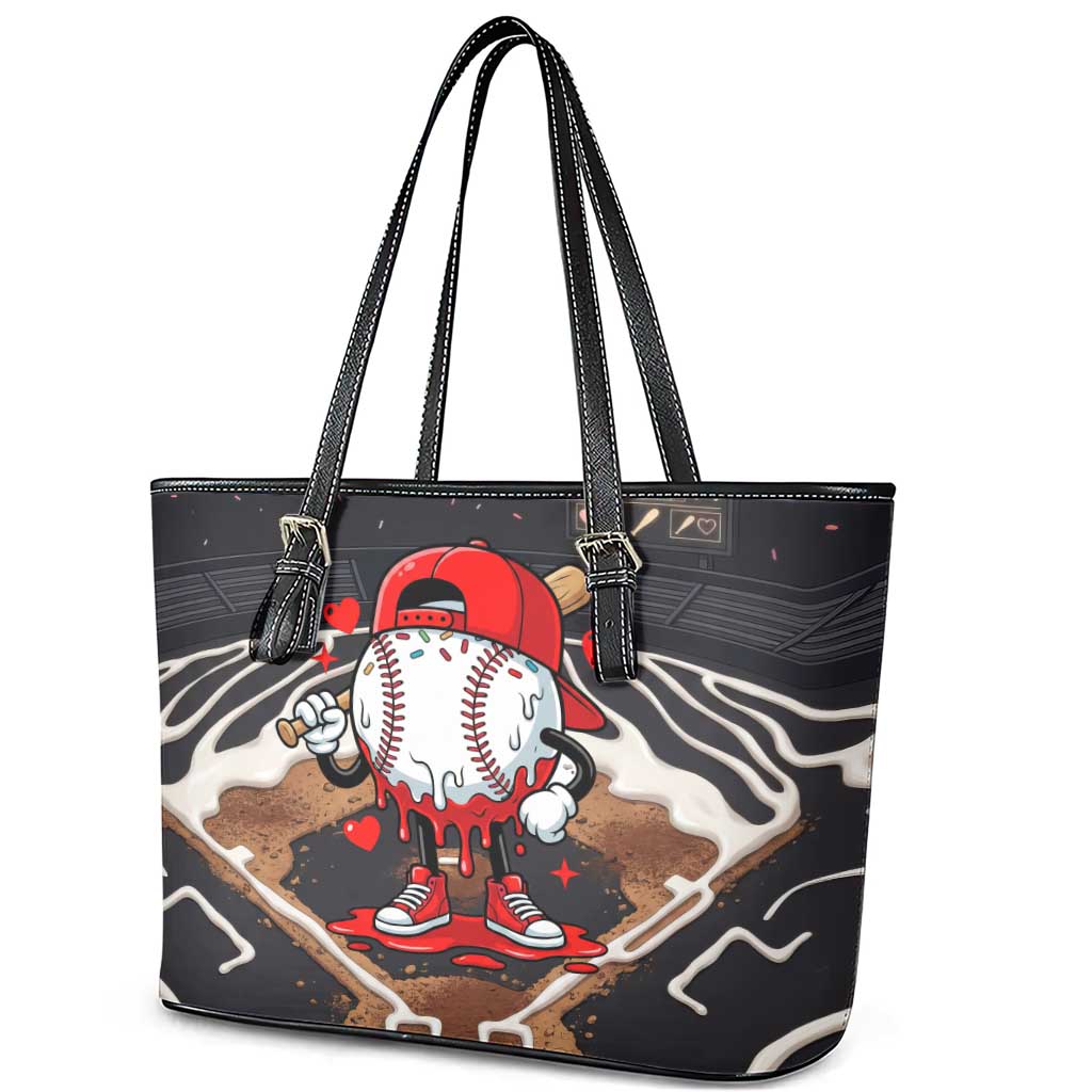 Baseball Drip Icecream Leather Tote Bag Boy Valentine Day Melting Cream Pattern