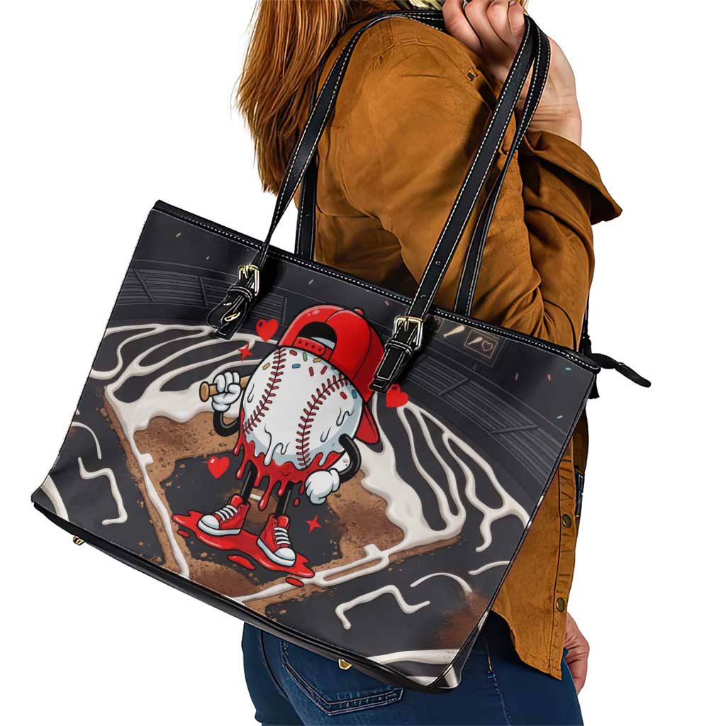 Baseball Drip Icecream Leather Tote Bag Boy Valentine Day Melting Cream Pattern