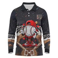 Baseball Drip Icecream Long Sleeve Polo Shirt Boy Valentine Day Melting Cream Pattern