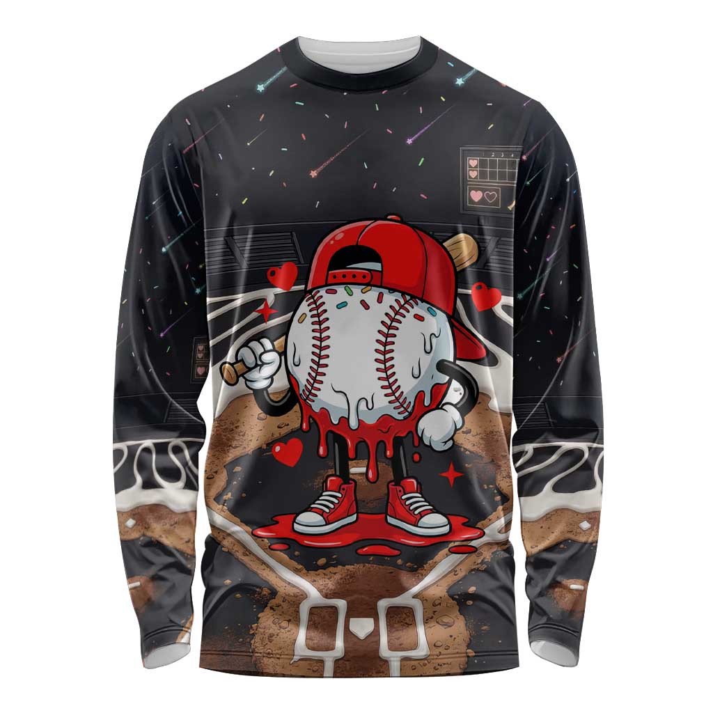 Baseball Drip Icecream Long Sleeve Shirt Boy Valentine Day Melting Cream Pattern