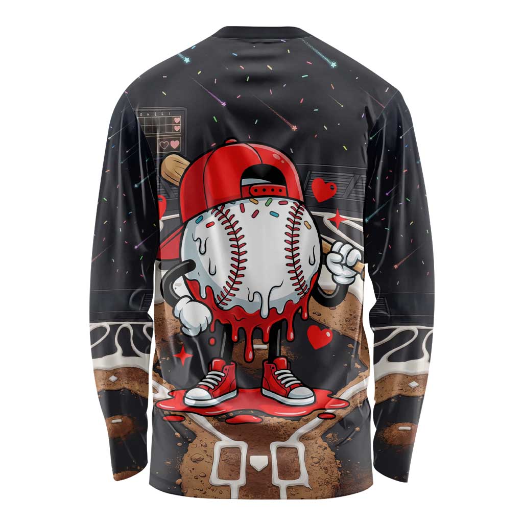 Baseball Drip Icecream Long Sleeve Shirt Boy Valentine Day Melting Cream Pattern
