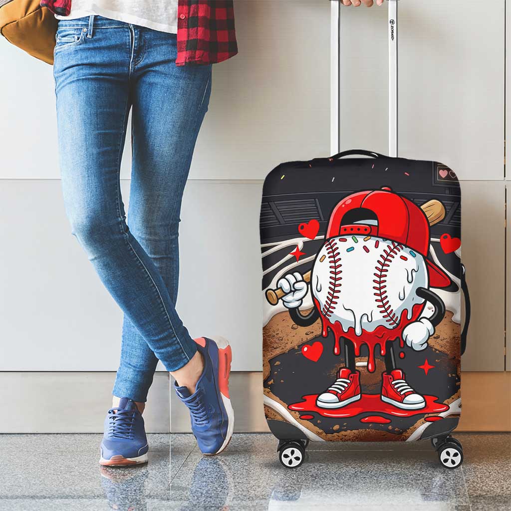Baseball Drip Icecream Luggage Cover Boy Valentine Day Melting Cream Pattern