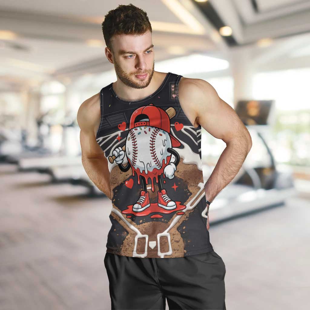 Baseball Drip Icecream Men Tank Top Boy Valentine Day Melting Cream Pattern
