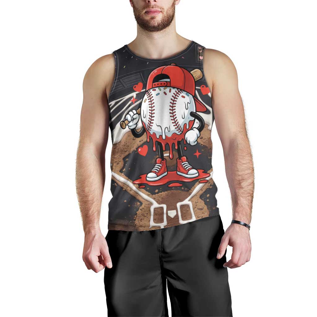 Baseball Drip Icecream Men Tank Top Boy Valentine Day Melting Cream Pattern