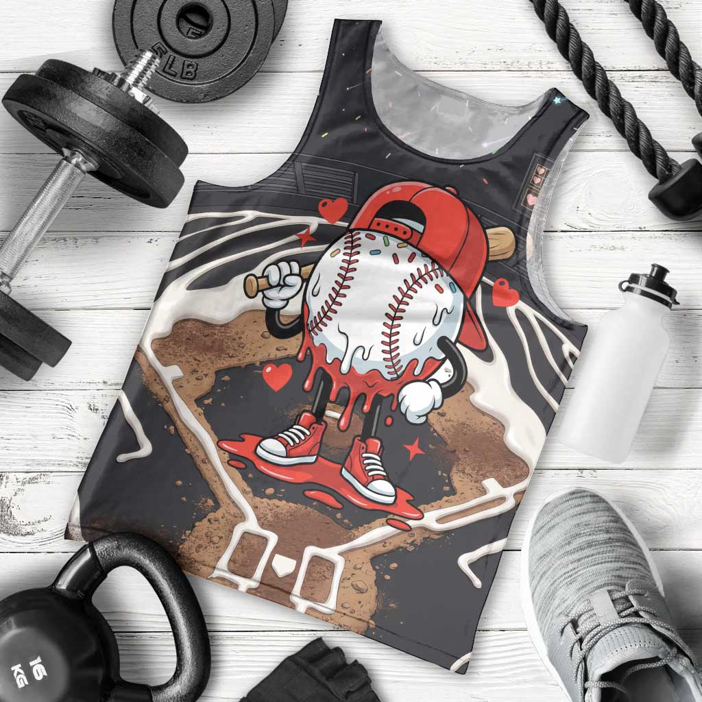 Baseball Drip Icecream Men Tank Top Boy Valentine Day Melting Cream Pattern