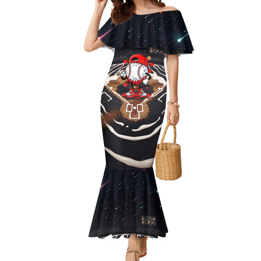 Baseball Drip Icecream Mermaid Dress Boy Valentine Day Melting Cream Pattern