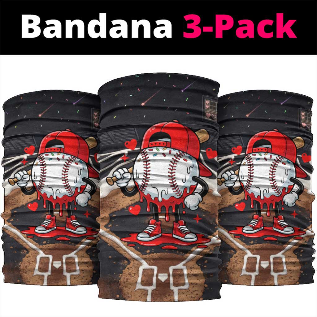 Baseball Drip Icecream Neck Gaiter Boy Valentine Day Melting Cream Pattern
