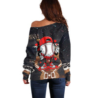 Baseball Drip Icecream Off Shoulder Sweater Boy Valentine Day Melting Cream Pattern