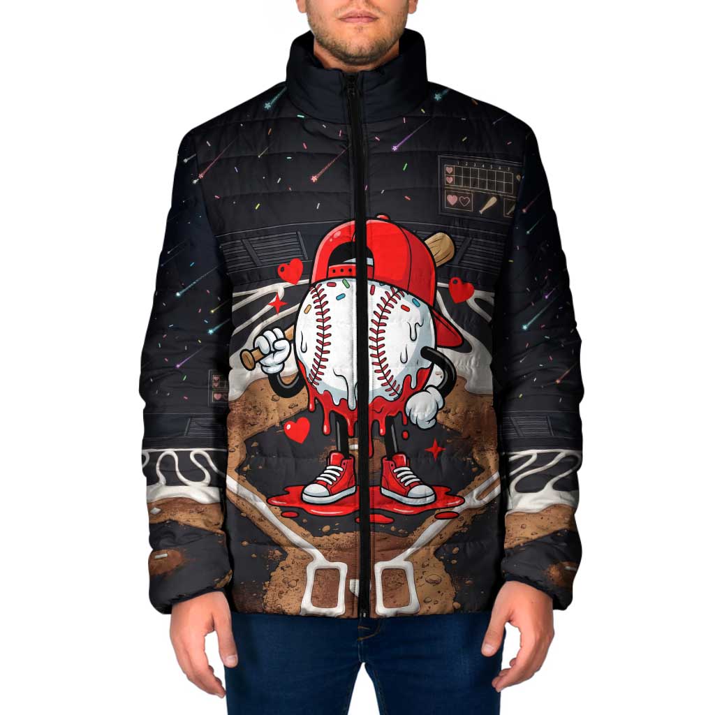 Baseball Drip Icecream Padded Jacket Boy Valentine Day Melting Cream Pattern