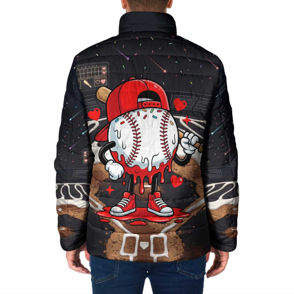 Baseball Drip Icecream Padded Jacket Boy Valentine Day Melting Cream Pattern