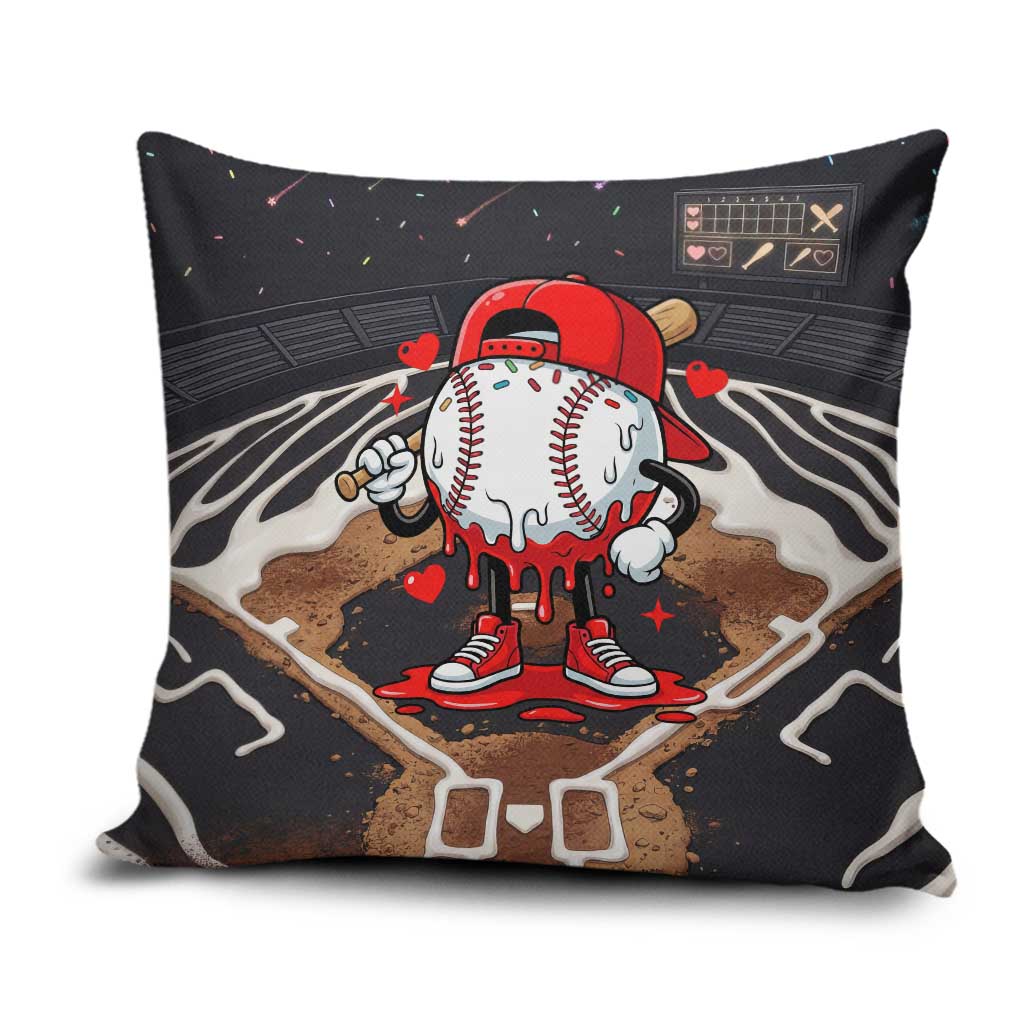 Baseball Drip Icecream Pillow Cover Boy Valentine Day Melting Cream Pattern