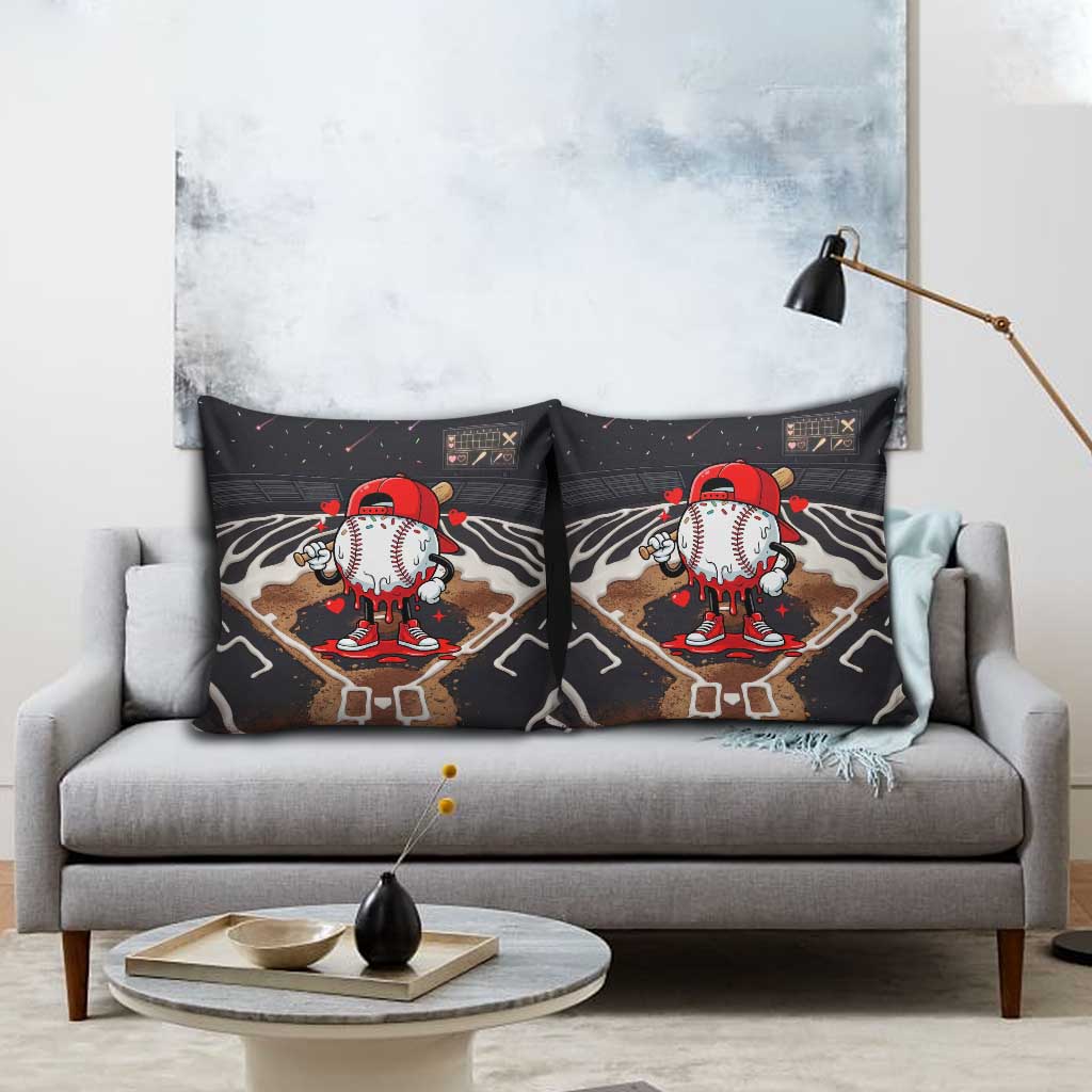 Baseball Drip Icecream Pillow Cover Boy Valentine Day Melting Cream Pattern