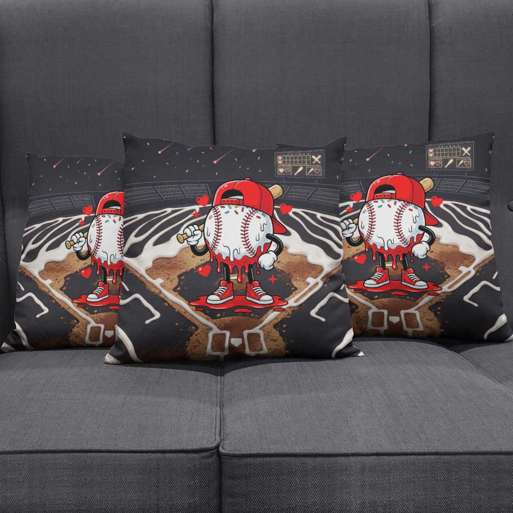 Baseball Drip Icecream Pillow Cover Boy Valentine Day Melting Cream Pattern