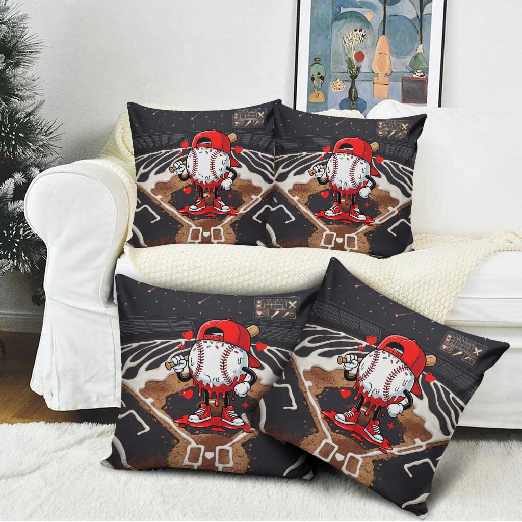 Baseball Drip Icecream Pillow Cover Boy Valentine Day Melting Cream Pattern