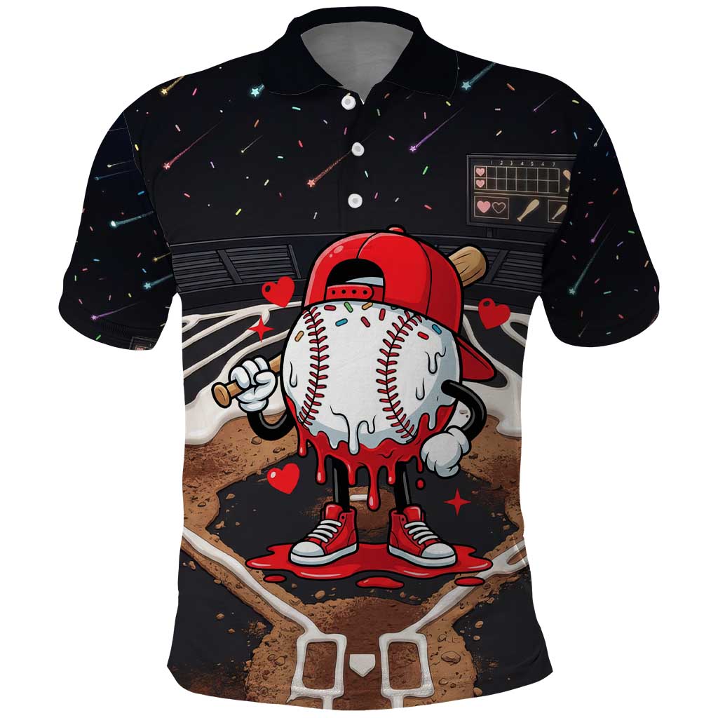 Baseball Drip Icecream Polo Shirt Boy Valentine Day Melting Cream Pattern