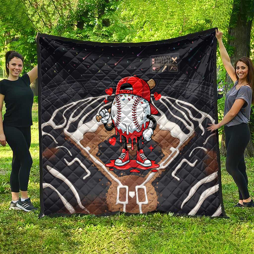 Baseball Drip Icecream Quilt Boy Valentine Day Melting Cream Pattern