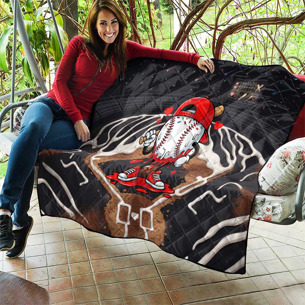 Baseball Drip Icecream Quilt Boy Valentine Day Melting Cream Pattern