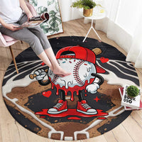 Baseball Drip Icecream Round Carpet Boy Valentine Day Melting Cream Pattern