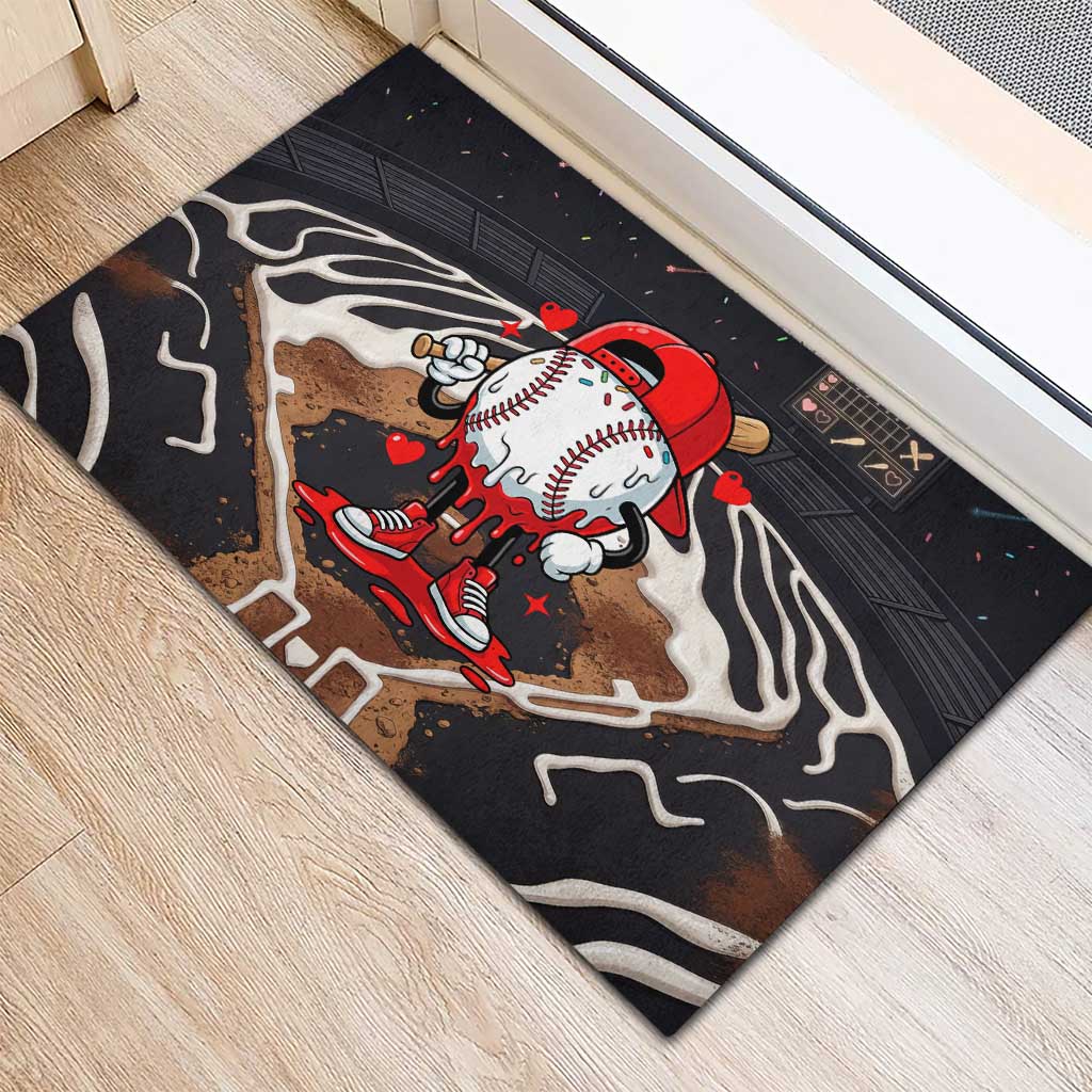 Baseball Drip Icecream Rubber Doormat Boy Valentine Day Melting Cream Pattern
