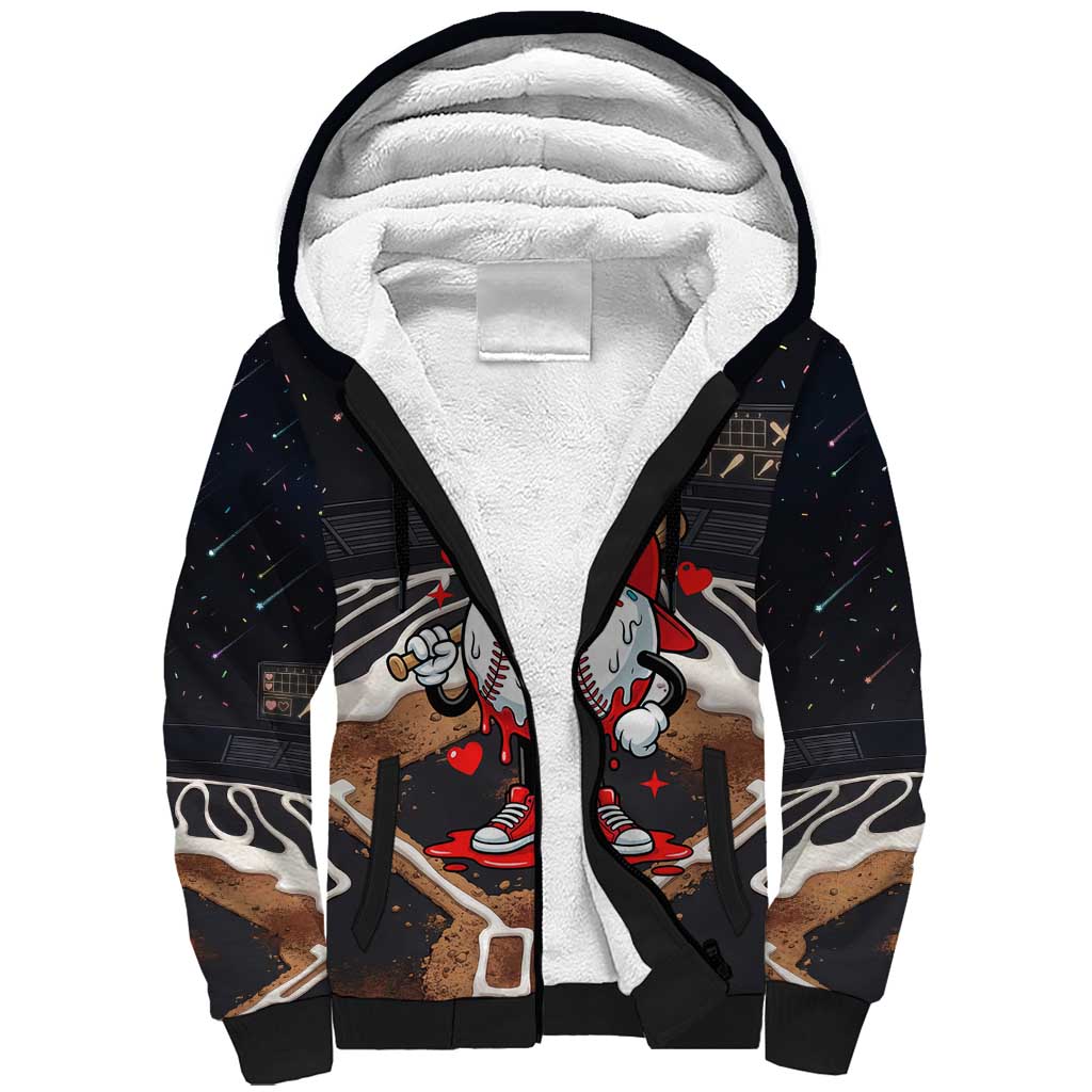 Baseball Drip Icecream Sherpa Hoodie Boy Valentine Day Melting Cream Pattern