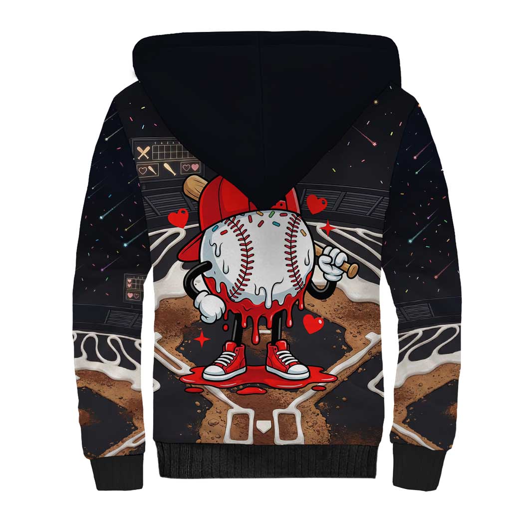 Baseball Drip Icecream Sherpa Hoodie Boy Valentine Day Melting Cream Pattern
