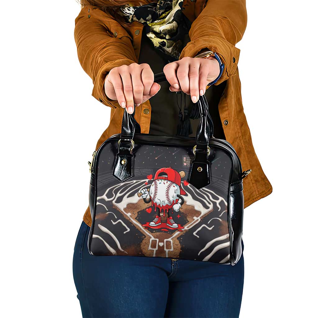 Baseball Drip Icecream Shoulder Handbag Boy Valentine Day Melting Cream Pattern