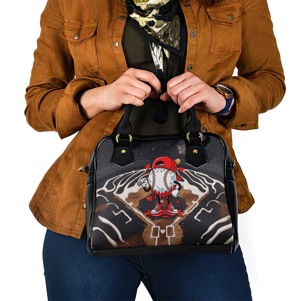 Baseball Drip Icecream Shoulder Handbag Boy Valentine Day Melting Cream Pattern