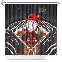 Baseball Drip Icecream Shower Curtain Boy Valentine Day Melting Cream Pattern