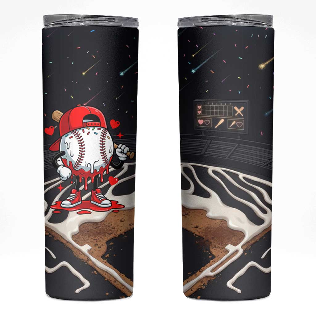 Baseball Drip Icecream Skinny Tumbler Boy Valentine Day Melting Cream Pattern