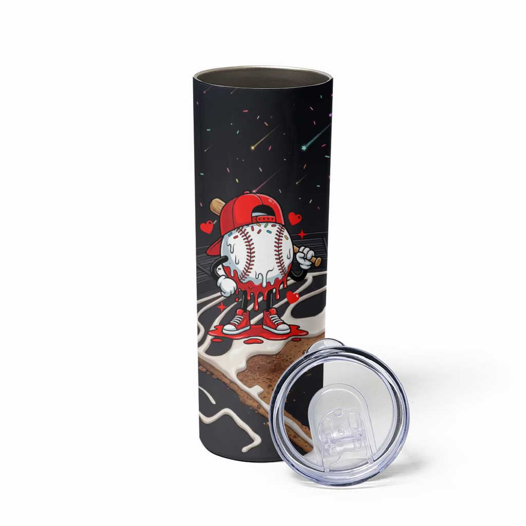 Baseball Drip Icecream Skinny Tumbler Boy Valentine Day Melting Cream Pattern