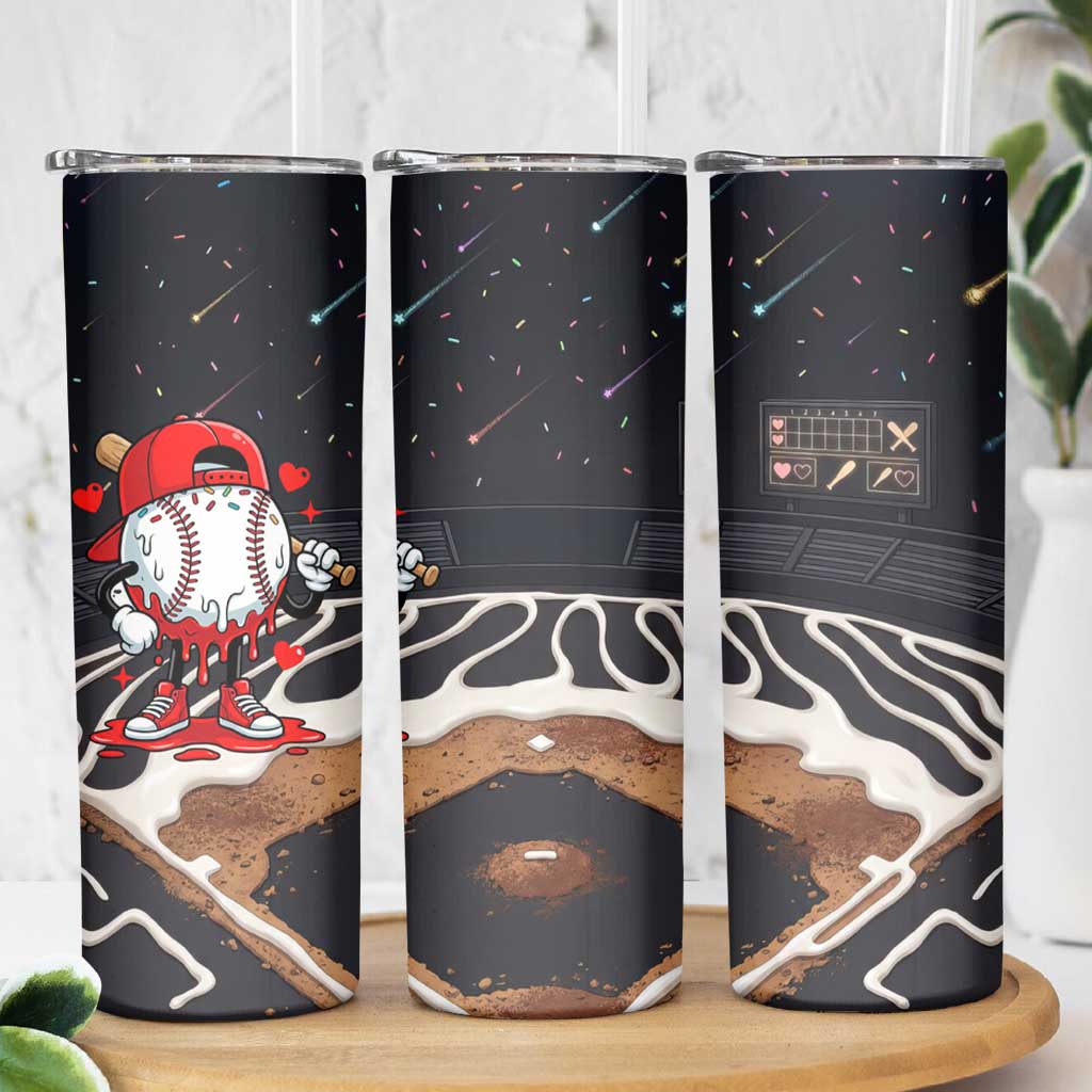 Baseball Drip Icecream Skinny Tumbler Boy Valentine Day Melting Cream Pattern