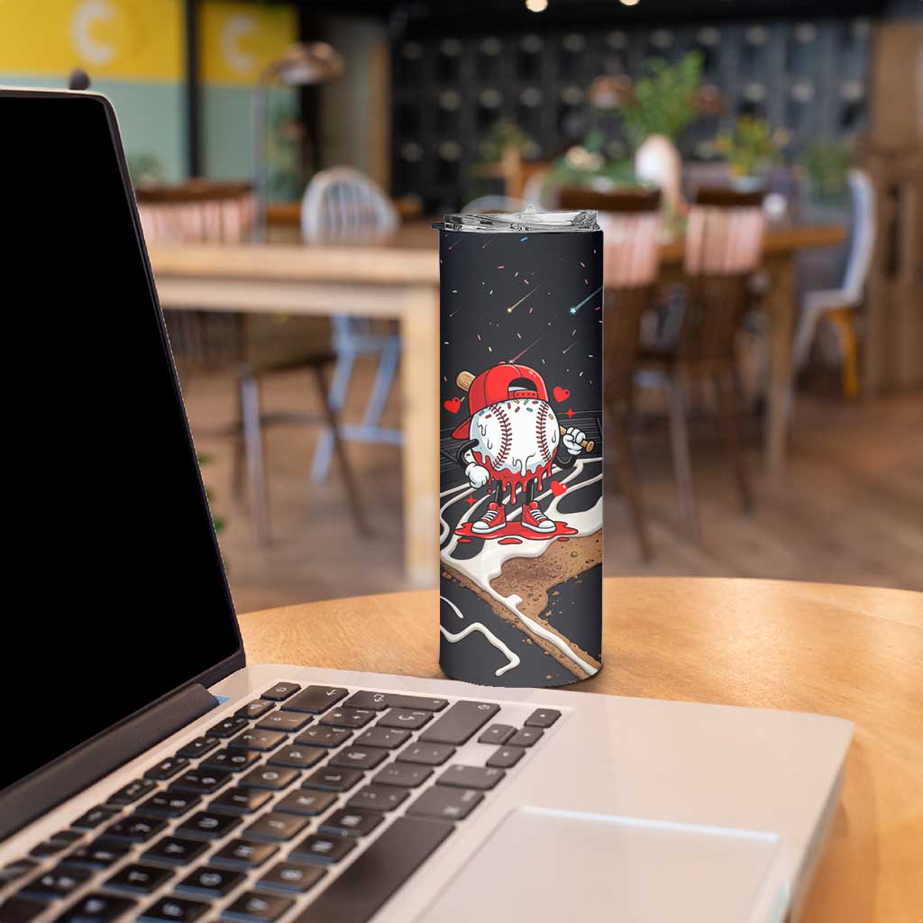 Baseball Drip Icecream Skinny Tumbler Boy Valentine Day Melting Cream Pattern