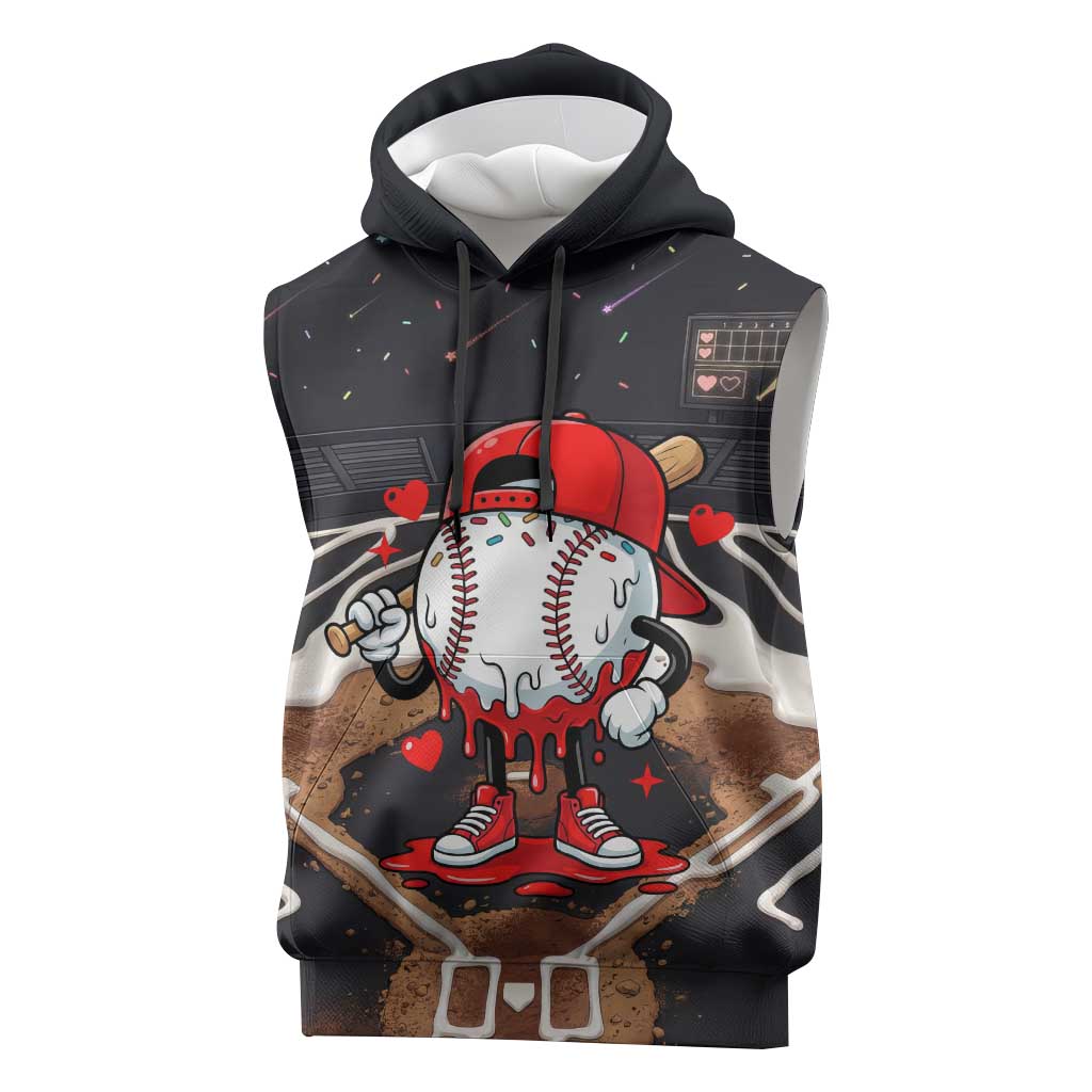 Baseball Drip Icecream Sleeveless Hoodie Boy Valentine Day Melting Cream Pattern
