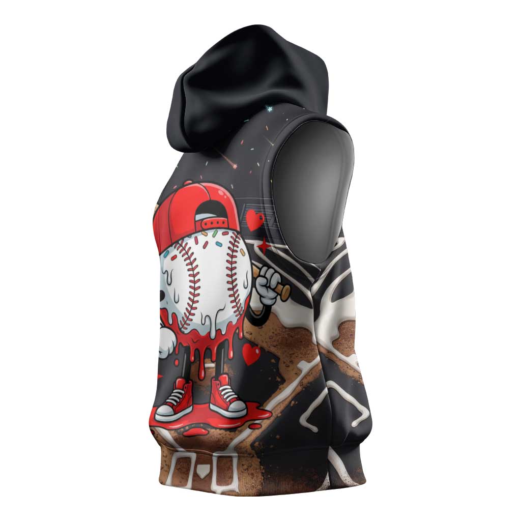 Baseball Drip Icecream Sleeveless Hoodie Boy Valentine Day Melting Cream Pattern