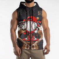 Baseball Drip Icecream Sleeveless Zip Hoodie Boy Valentine Day Melting Cream Pattern