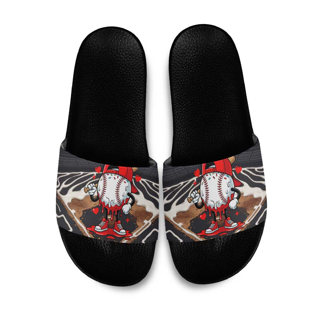 Baseball Drip Icecream Slide Sandals Boy Valentine Day Melting Cream Pattern