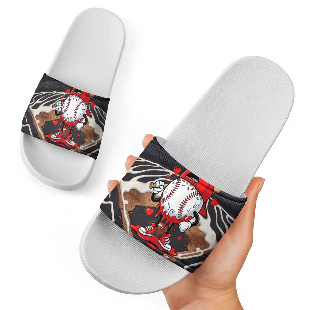 Baseball Drip Icecream Slide Sandals Boy Valentine Day Melting Cream Pattern
