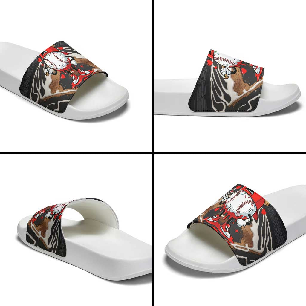 Baseball Drip Icecream Slide Sandals Boy Valentine Day Melting Cream Pattern